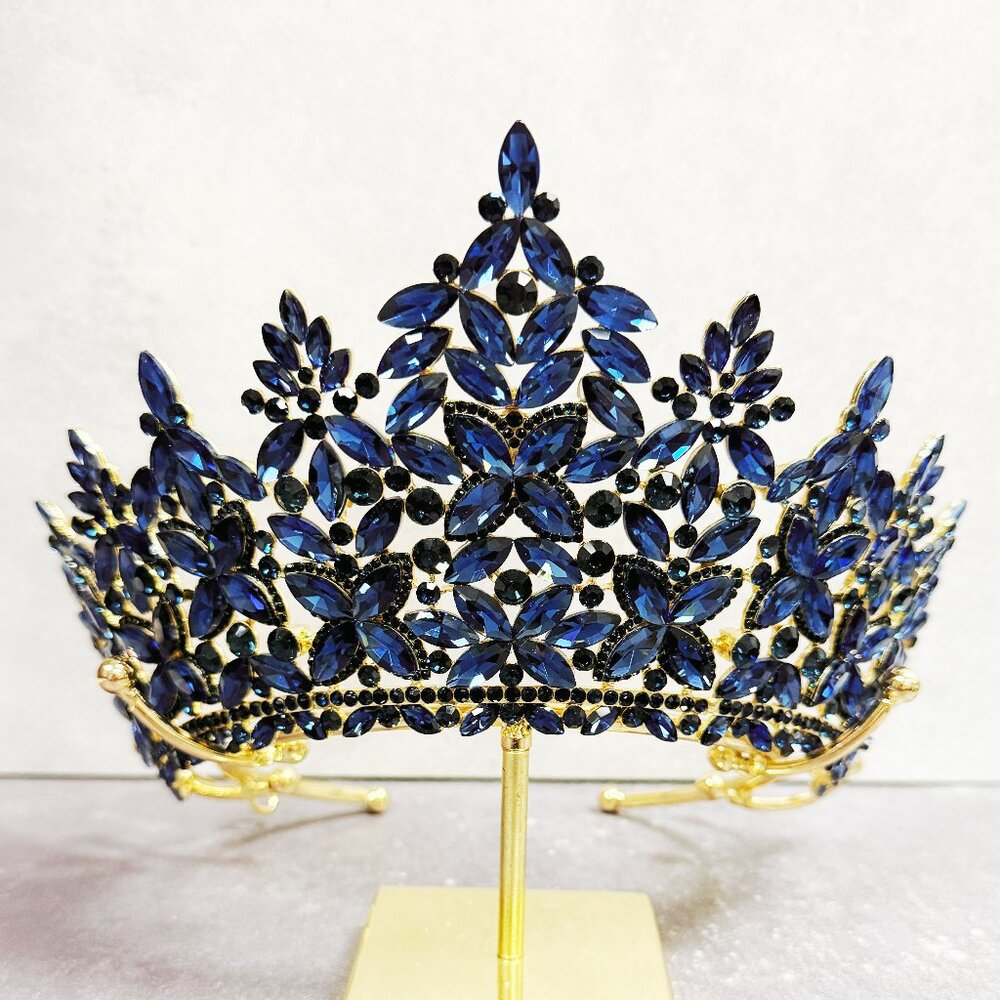 Princess Crown, Prom Headdress, Bridal Shower Headpiece, Sapphire Crystal Crown